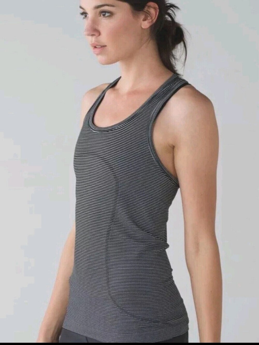 Lululemon Women's 8 Black White Striped Run Swiftly Racerback Tank